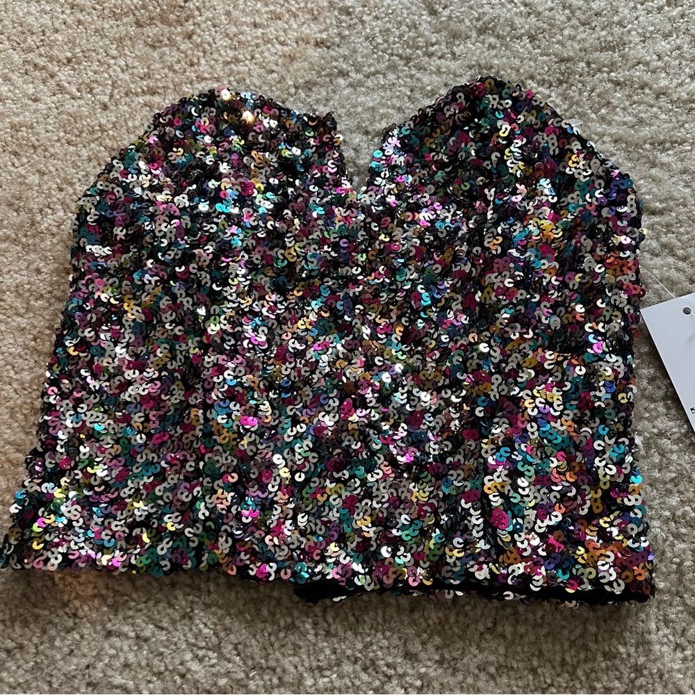 NWT Sequin Crop Corset Top